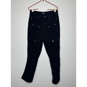 Hot Topic Black Cargo Buckle Straight Leg Pants Jeans Bondage Goth Men's Size 29